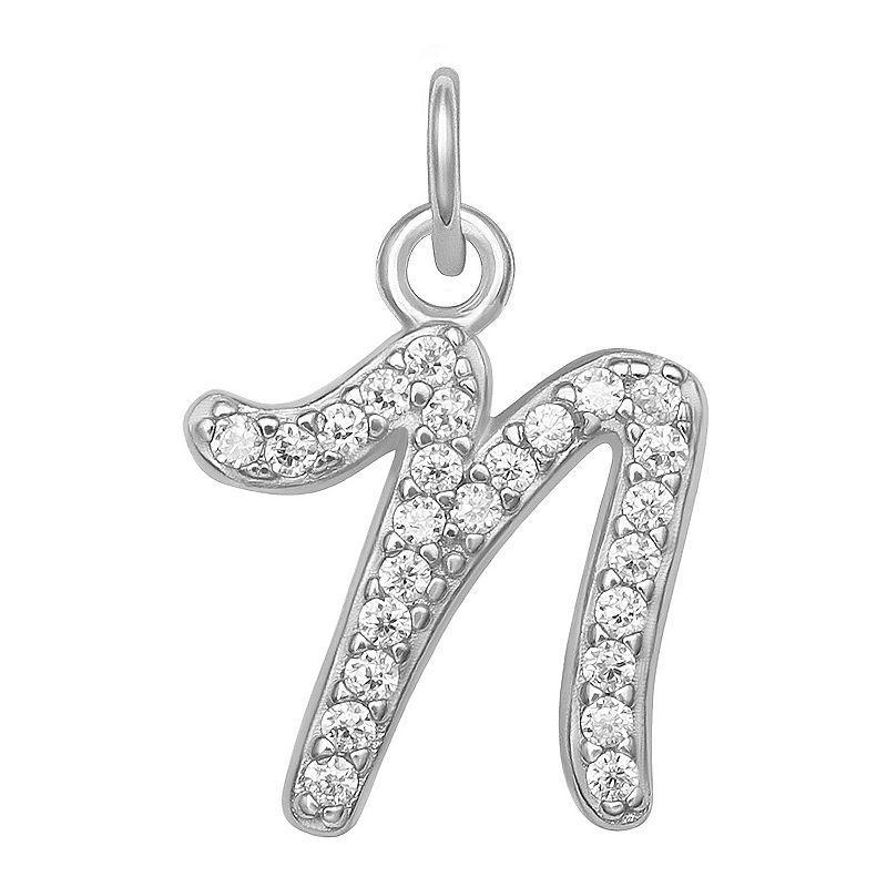 LC Lauren Conrad Sterling Silver Cubic Zirconia Initial Charm, Womens, Grey Product Image