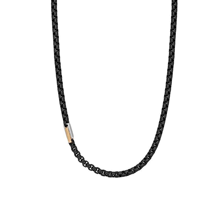 Mens LYNX Stainless Steel Box Chain Necklace Two Tone Product Image