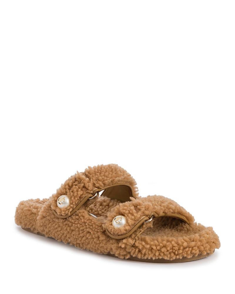 Jimmy Choo Womens Fayence Curly Shearling Sandals Product Image