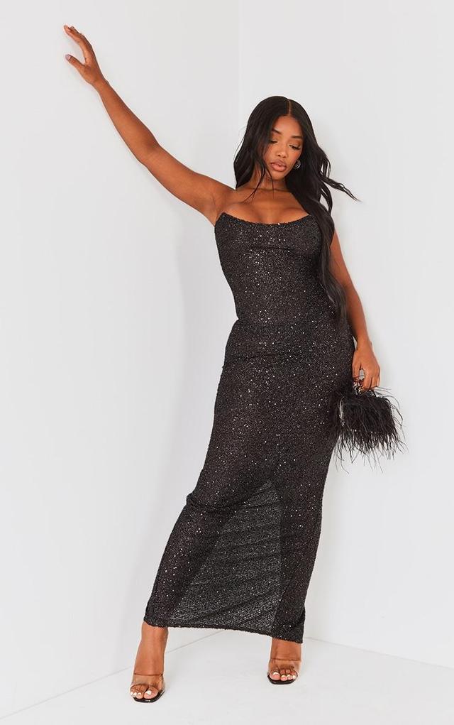 Shape Black Sequin Bandeau Maxi Dress Product Image