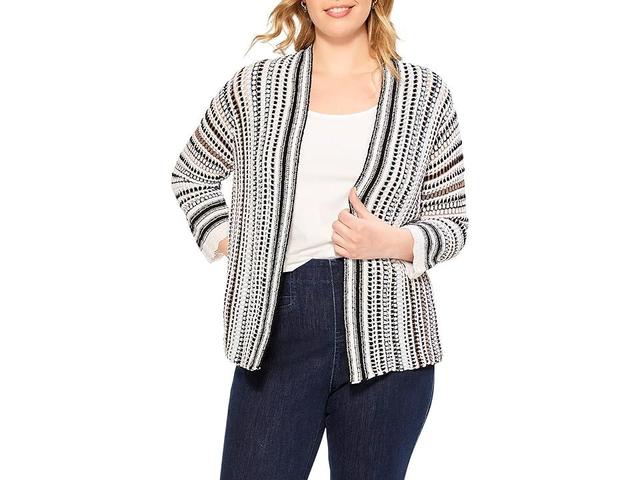 NIC+ZOE Plus Size Crochet Sky Cardigan Multi) Women's Clothing Product Image