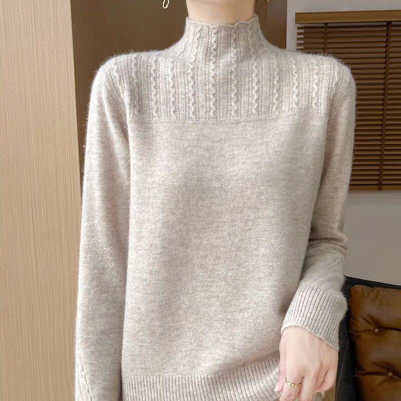 Mock Neck Plain Sweater Product Image