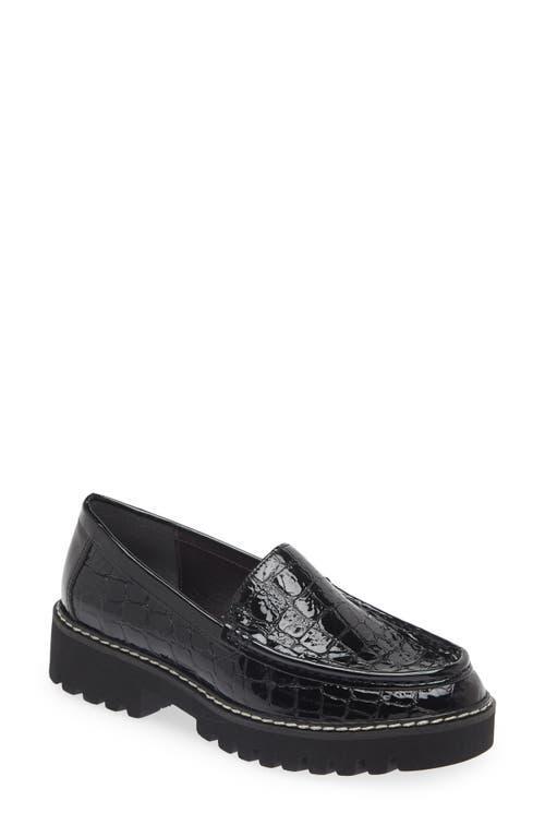 Donald Pliner Hope Crocodile Embossed Patent Leather Lug Sole Platform Loafers Product Image