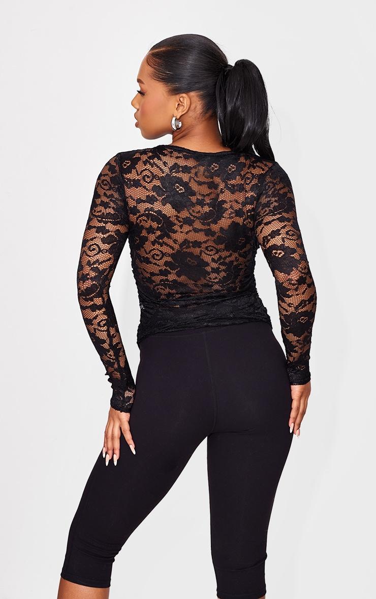 Black Bust Detail Lace Long Top Product Image