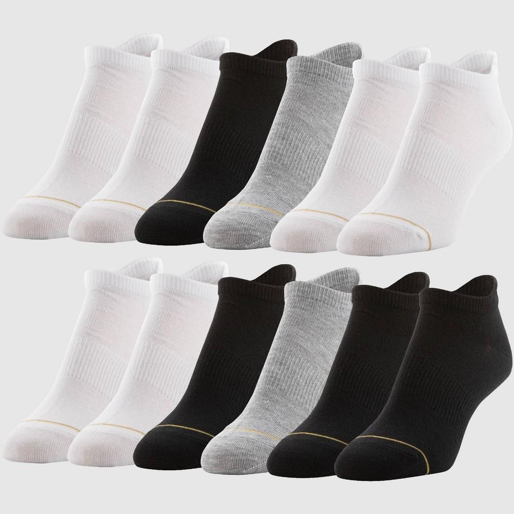 All Pro Womens Lightweight 10+2 Bonus Pack No Show Tab Socks - White/Gray/Black 4-10 Product Image