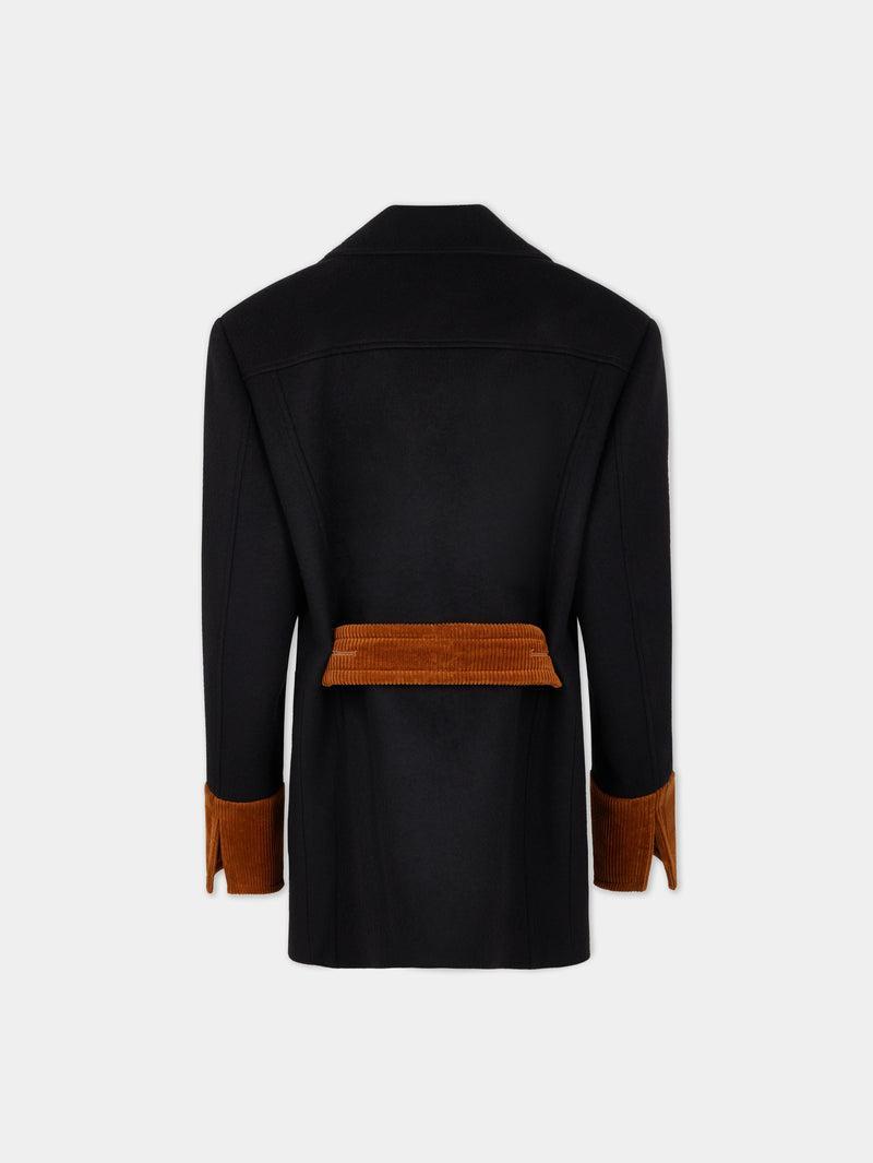 Black and Camel Wool Coat Product Image