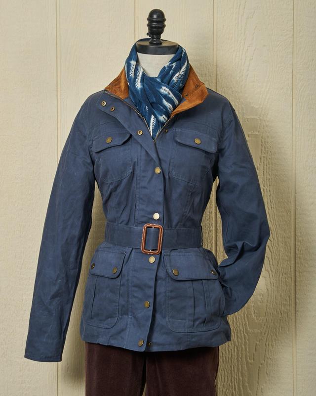 Women’s Aberdeen Jacket in Navy Waxed Canvas Product Image