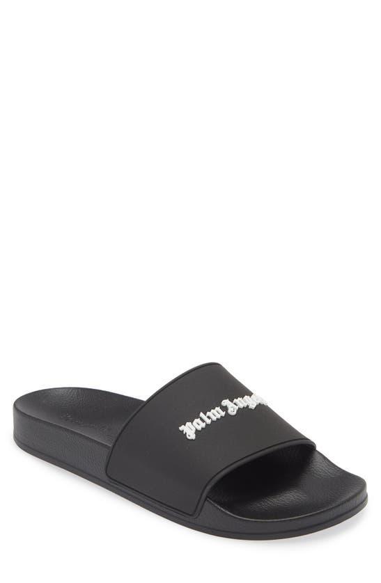 PALM ANGELS Pa Monogram Pool Slider Black Blac In 1001 Black Whit Product Image