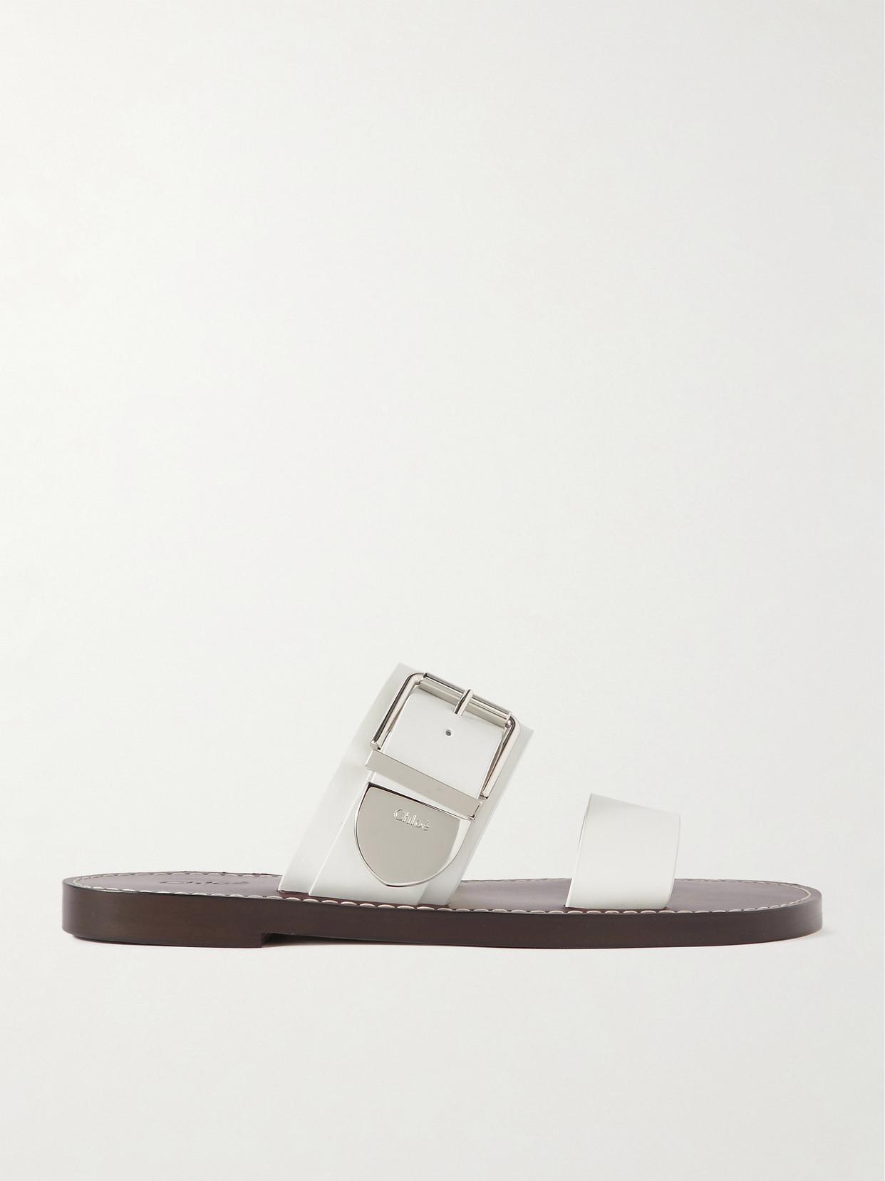 CHLOÉ Rebecca Leather Slides In White Product Image