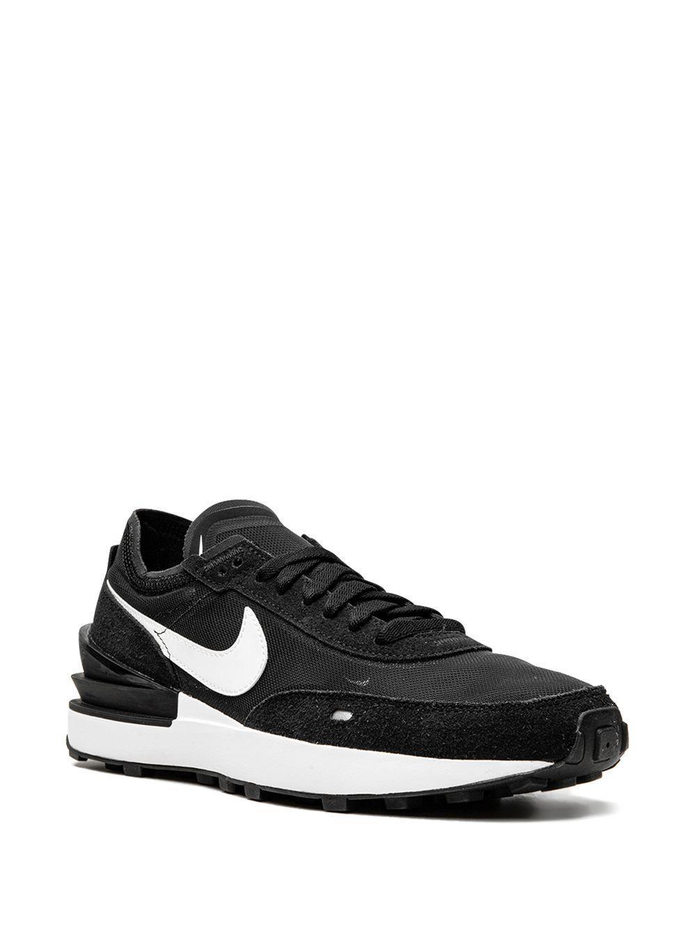 NIKE Waffle One Suede And Leather-trimmed Mesh Sneakers In Black Product Image