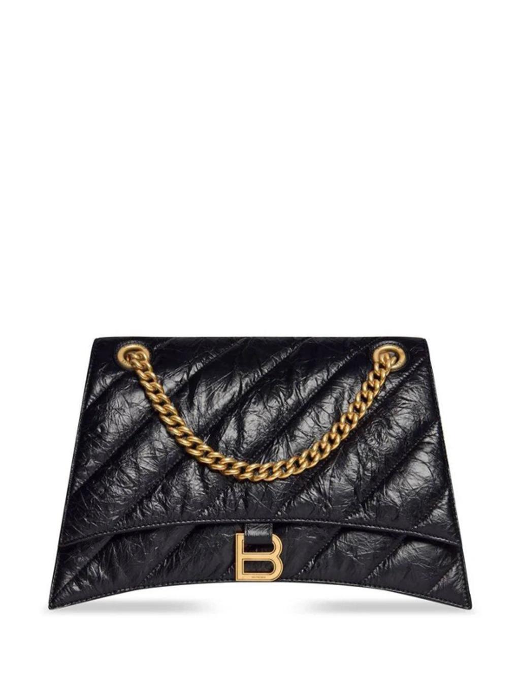 Crushed M Quilted Leather Bag In Black Product Image