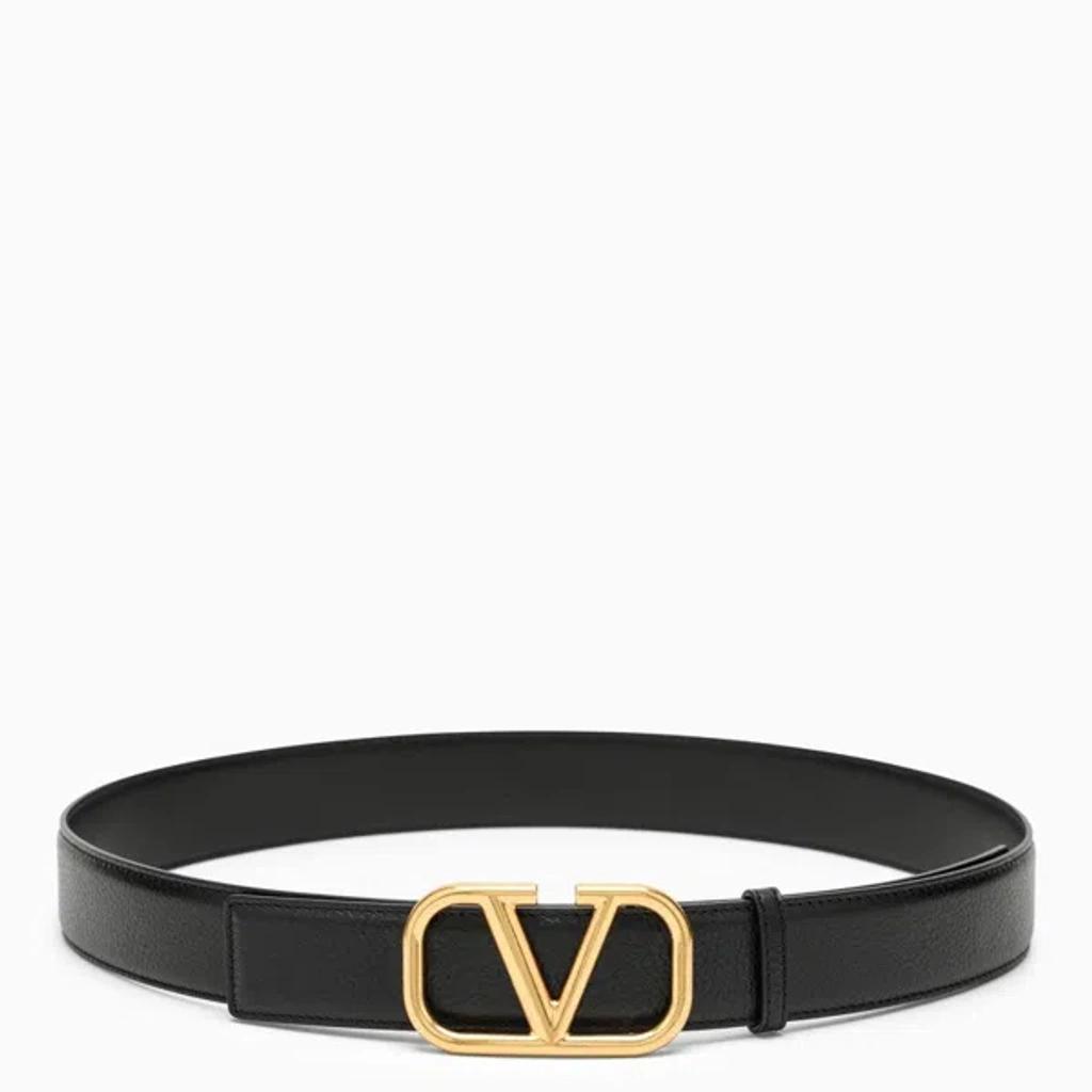 VALENTINO GARAVANI Adjustable Gold-tone Smooth Finish Belt In Black Product Image