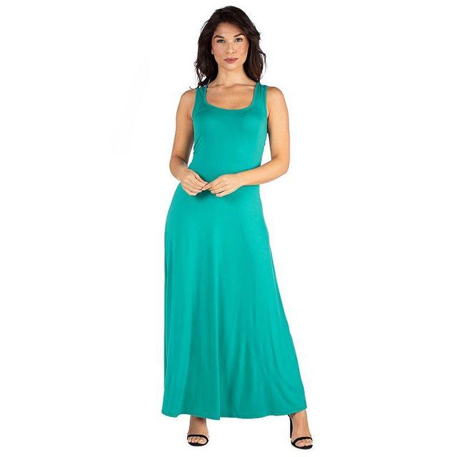 Womens 24seven Comfort Apparel Fit And Flare A-Line Sleeveless Maxi Dress Green Product Image