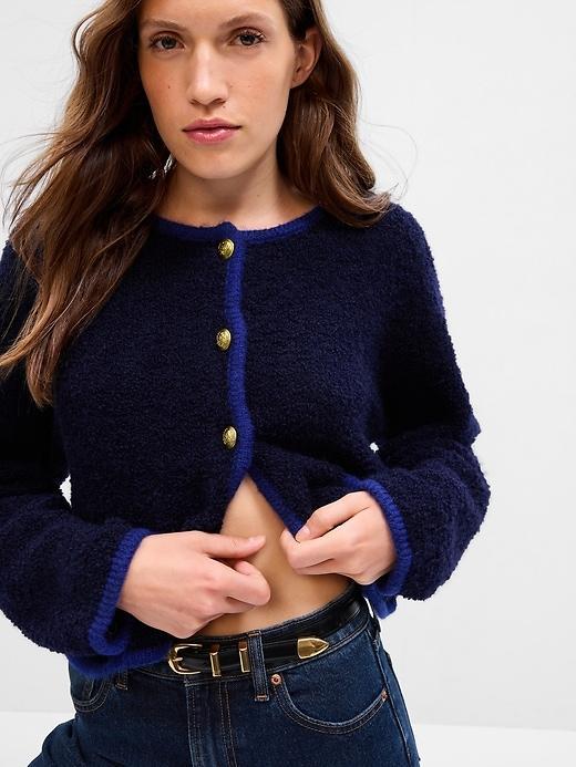 Boucle Cropped Sweater Jacket Product Image