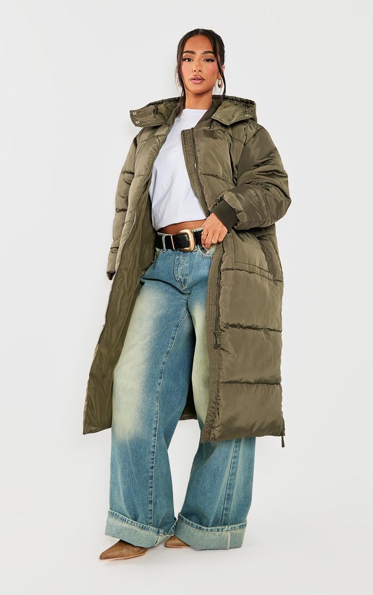 Petite Khaki Long Puffer Coat Product Image