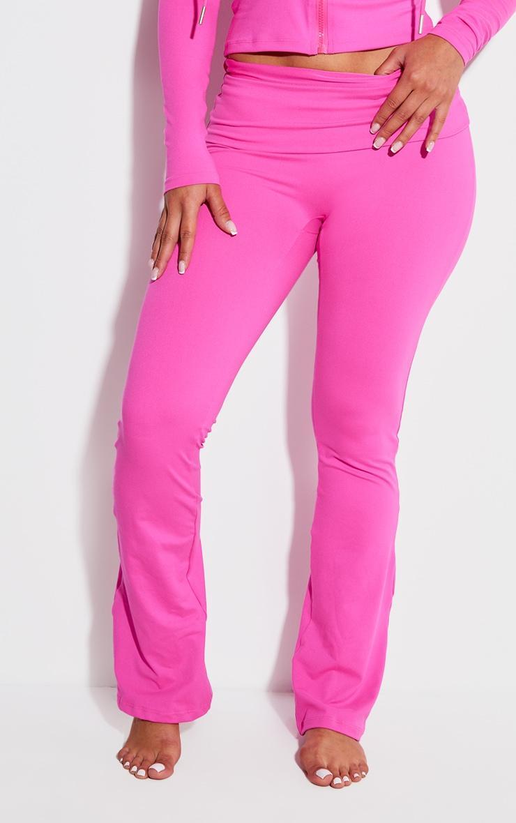 Shape Hot Pink Sculpted Foldover Waist Flare Pants Product Image