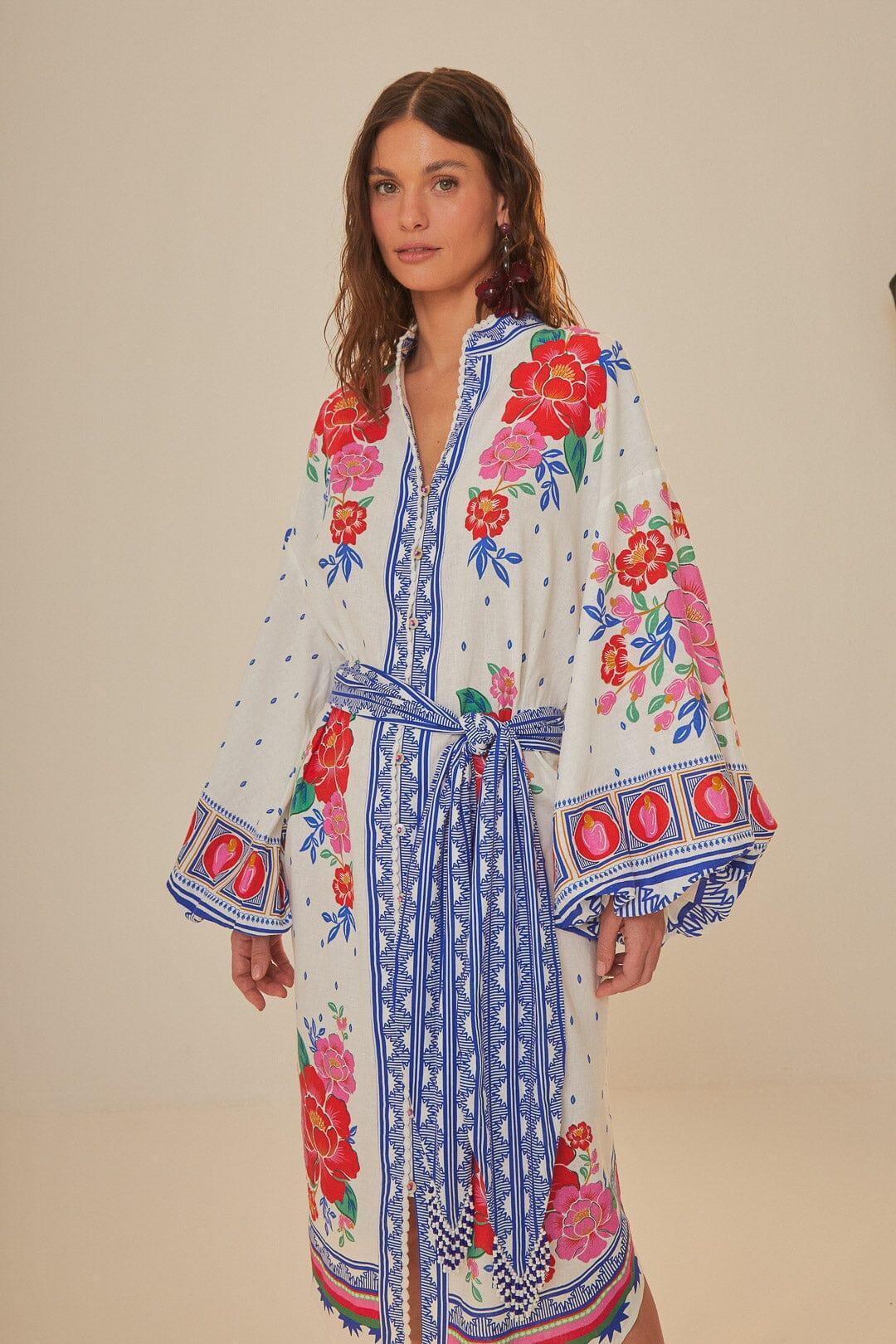 Off-White Flowers Beach Midi Dress Product Image