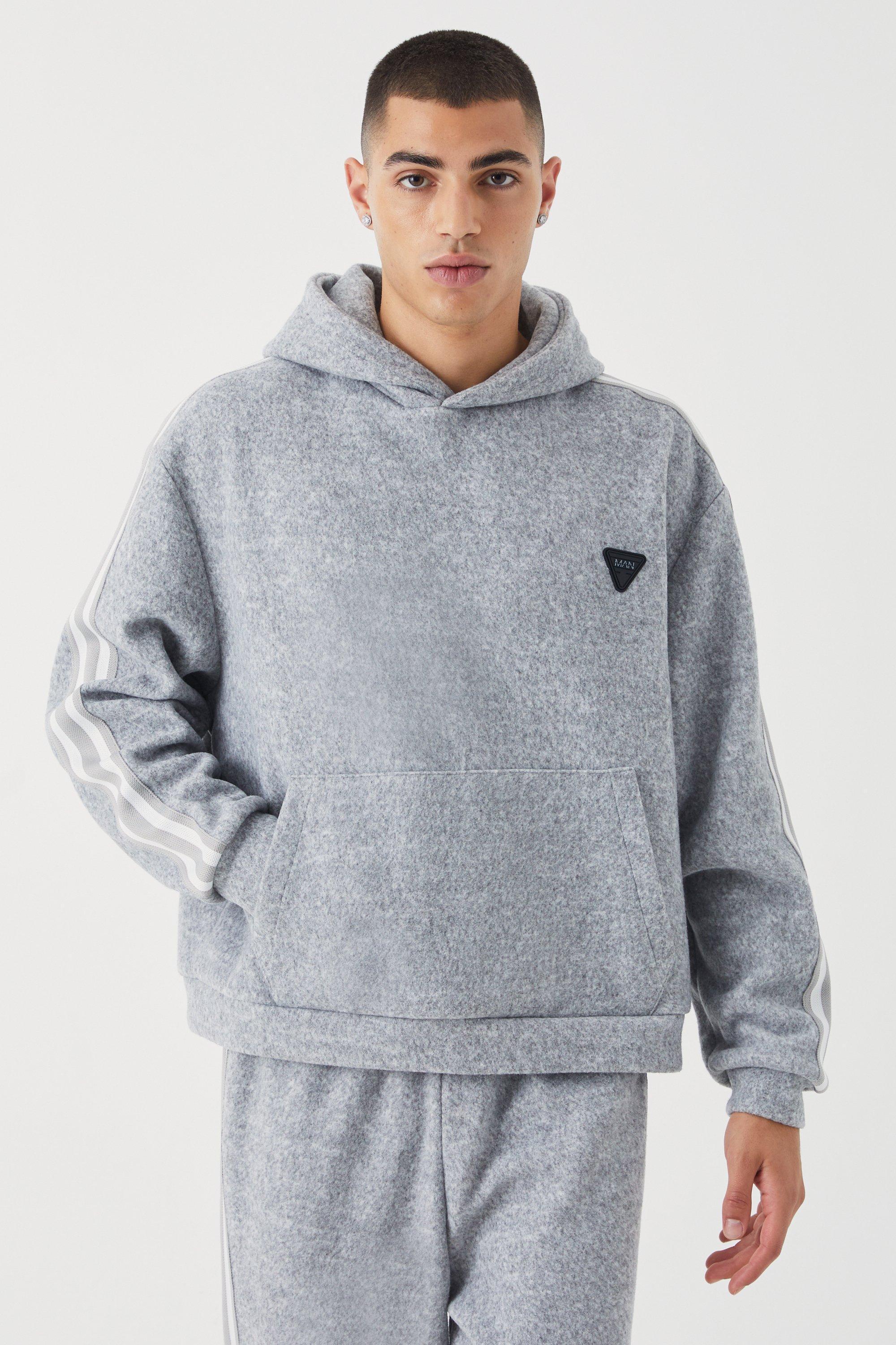 Oversized Brushed Heavyweight Taped Hoodie | boohooMAN USA Product Image