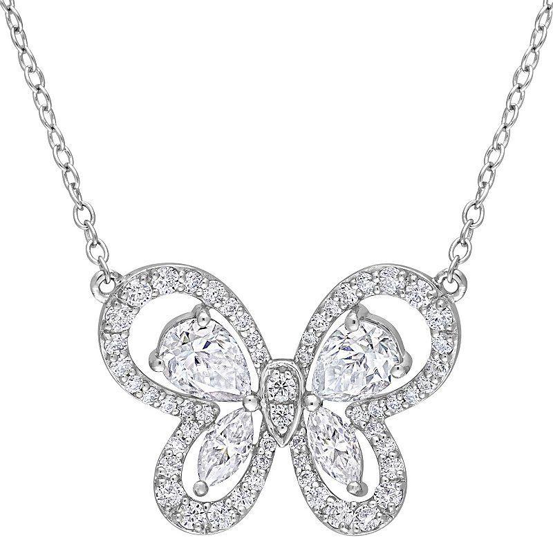 Stella Grace Sterling Silver 1 3/4 Carat T.W. Lab-Created Moissanite Butterfly Necklace, Womens Product Image