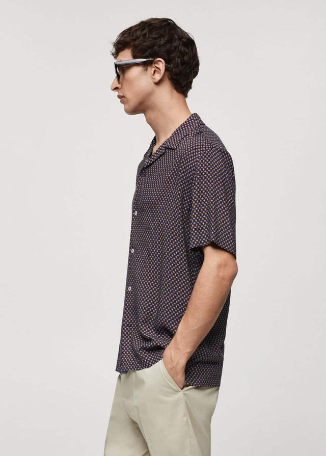 MANGO MAN - Regular-fit short-sleeved printed shirt burgundyMen Product Image