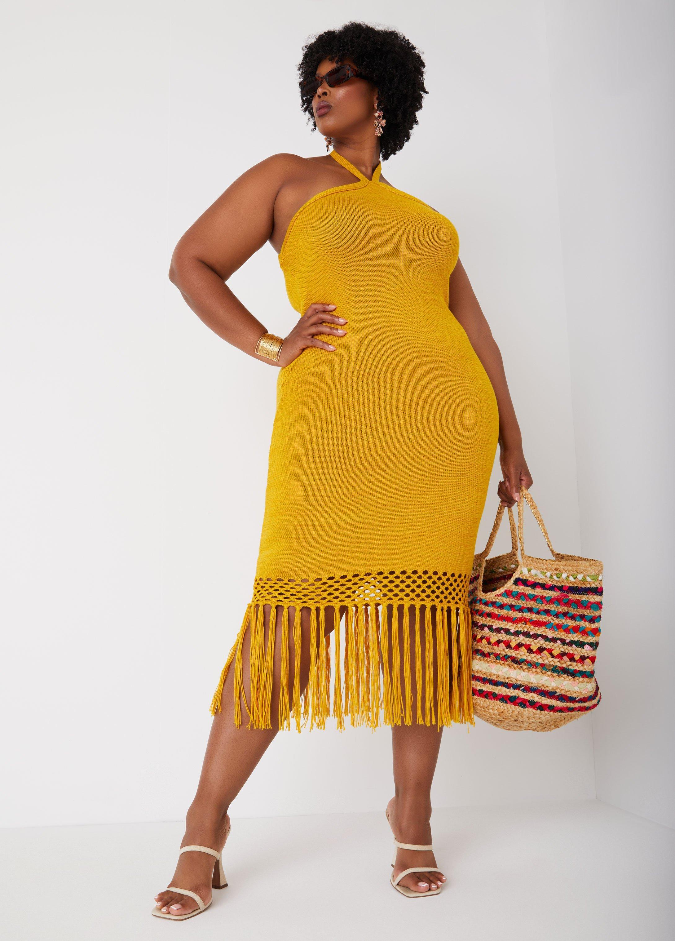 Fringed Halter Midaxi Dress Product Image