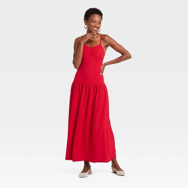 Womens Maxi Drop Waist Dress - A New Day Red XL Product Image