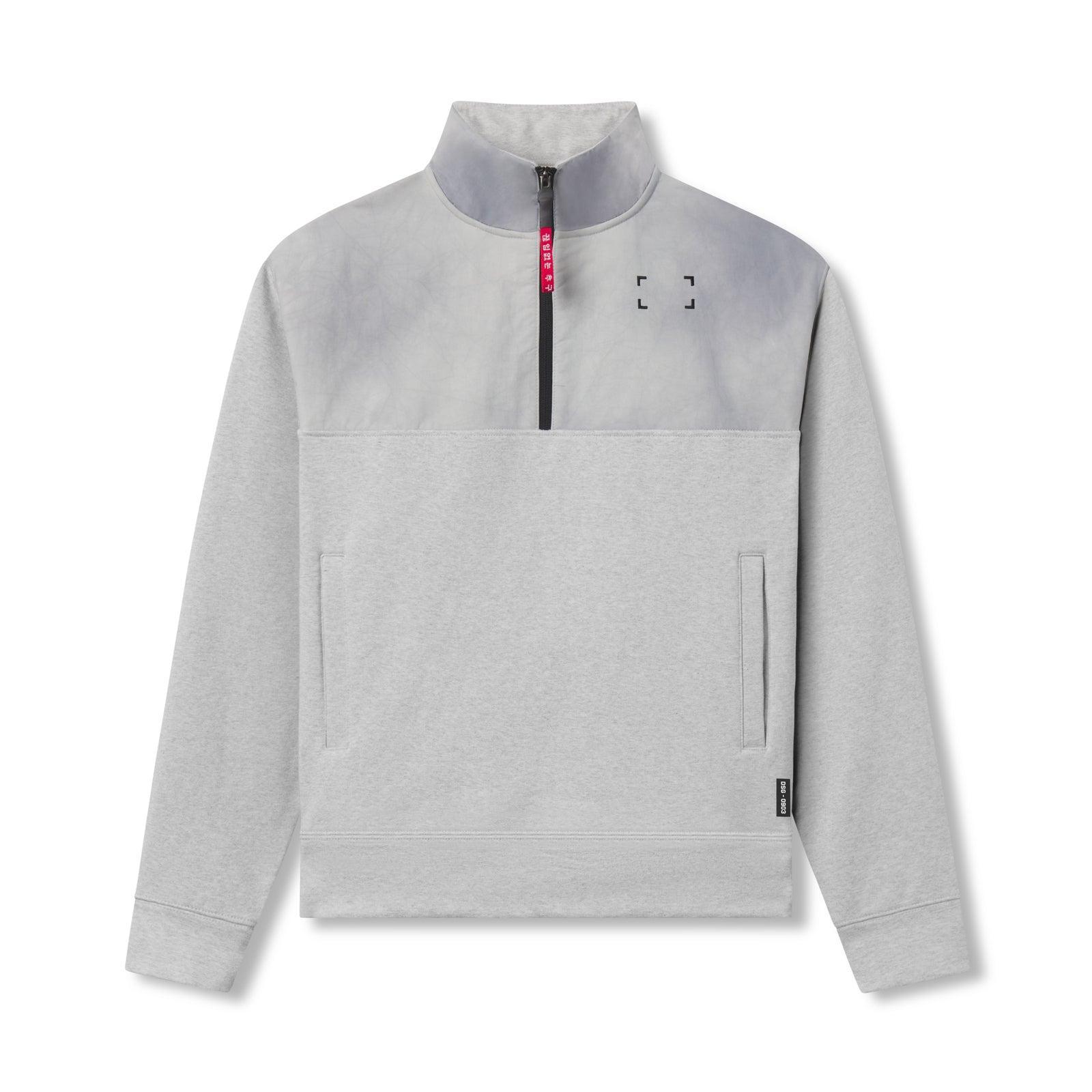 0903. Tech-Terry™ Paneled Quarter Zip - Heather Grey "Wave Dye" Product Image