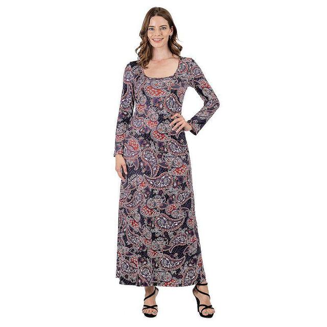 Womens 24Seven Comfort Apparel Long Sleeve A Line Maxi Dress Product Image