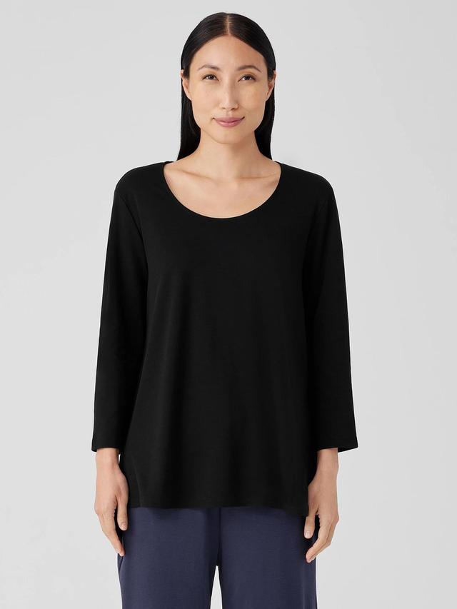 EILEEN FISHER Organic Cotton Interlock U-Neck Sleep Topfemale Product Image