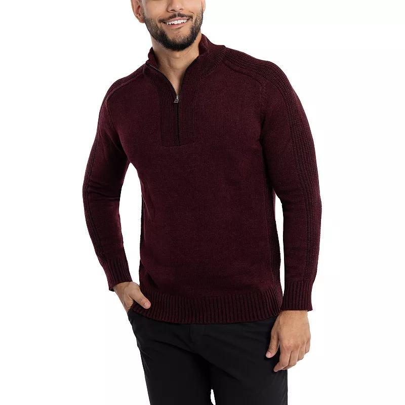 Mens Xray Regular-Fit Quarter-Zip Mixed-Yarn Sweater Red Marled Product Image