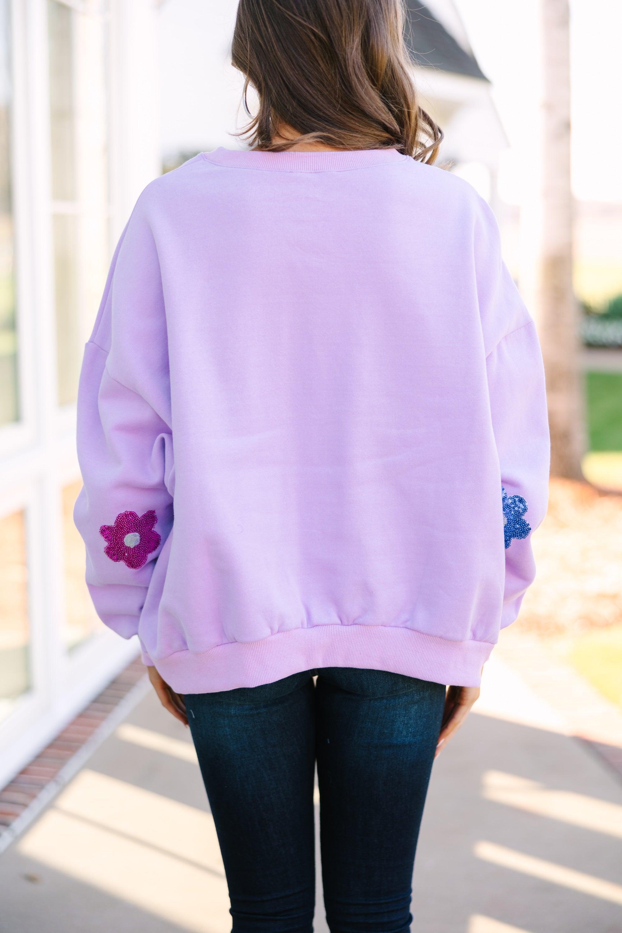 Just My Type Lavender Purple Floral Sweatshirt Female Product Image