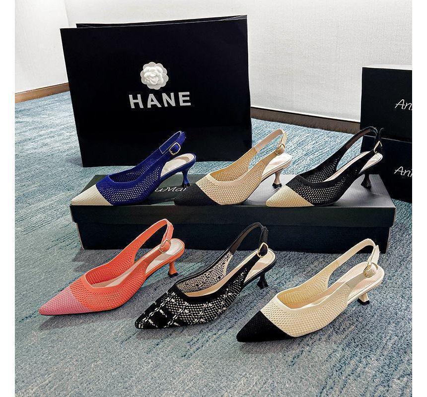 Pointed Slingback Kitten Heel Sandals Product Image