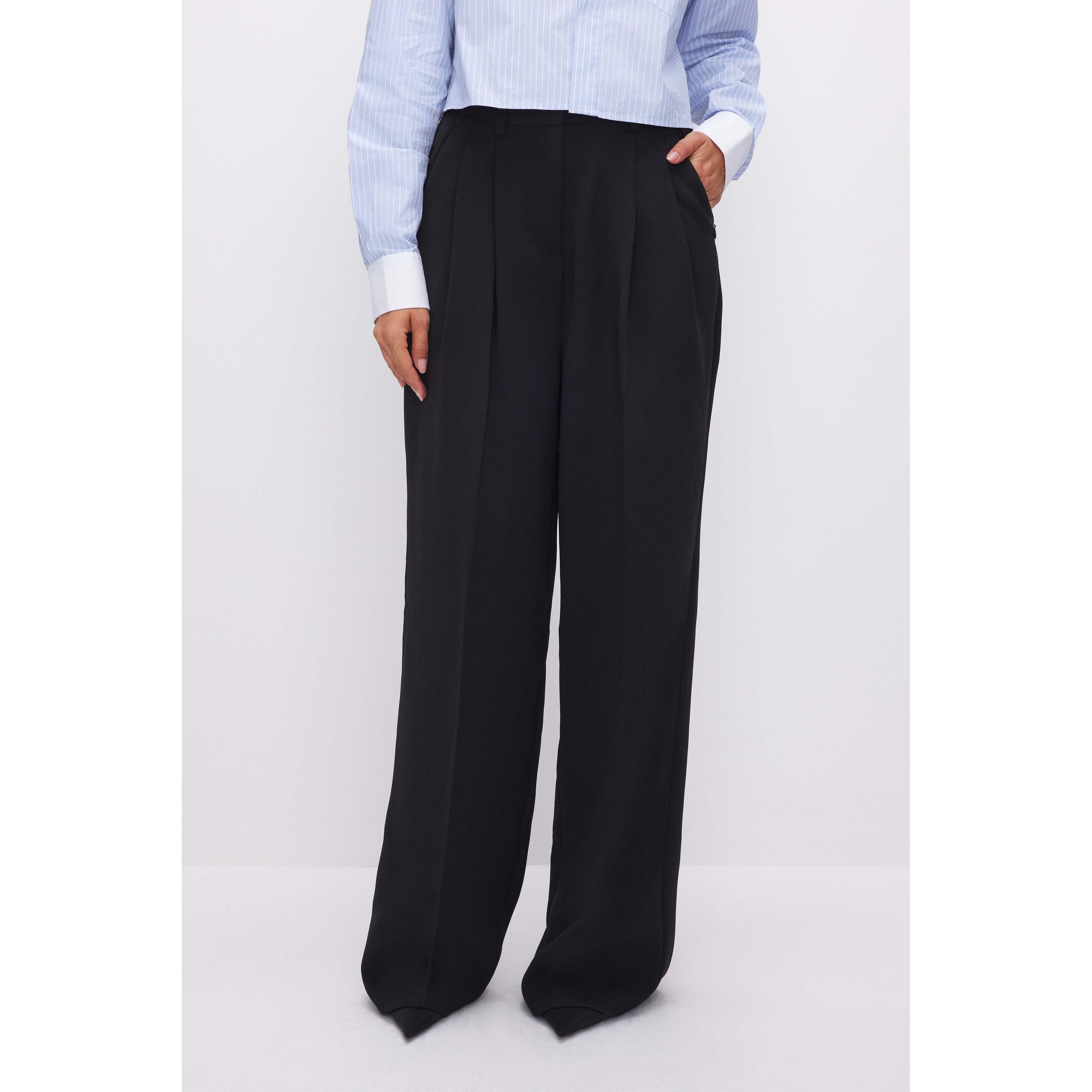 Womens Wide Leg Trousers | Black, Size 16 Plus | Good American by Khlo Kardashian Product Image