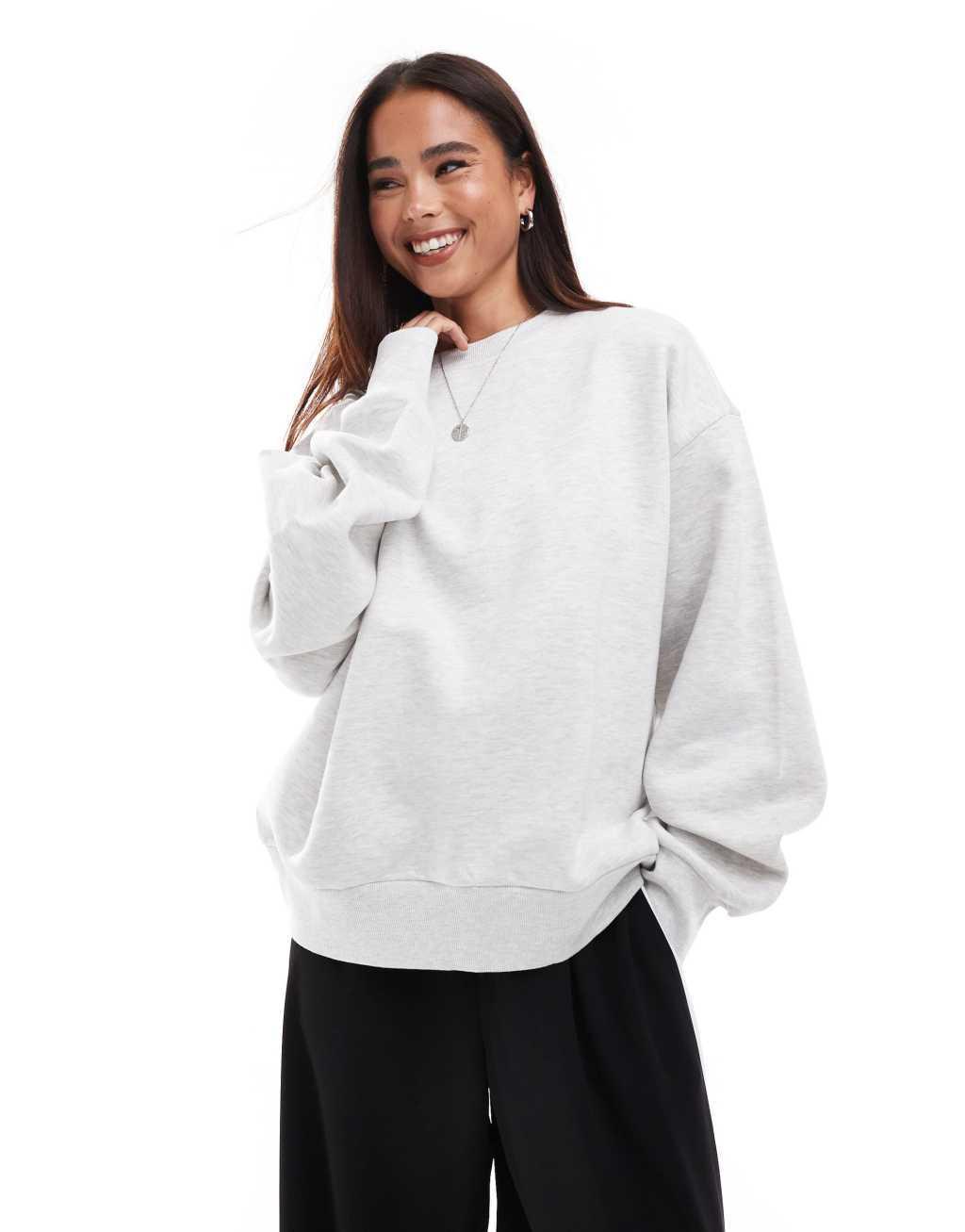 ASOS DESIGN heavyweight oversized sweatshirt in heathered ice Product Image