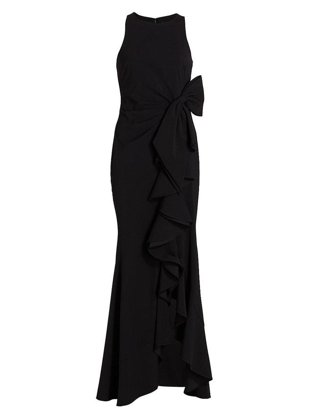 Womens Odessa Asymmetric Sleeveless Column Ruffle-Skirt Gown Product Image