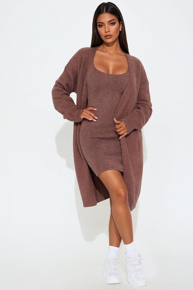 Camille Cozy Mini Dress Set - Mocha Product Image