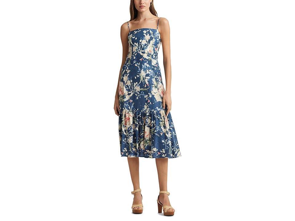 LAUREN Ralph Lauren Floral Linen-Blend Sleeveless Dress Multi) Women's Dress Product Image