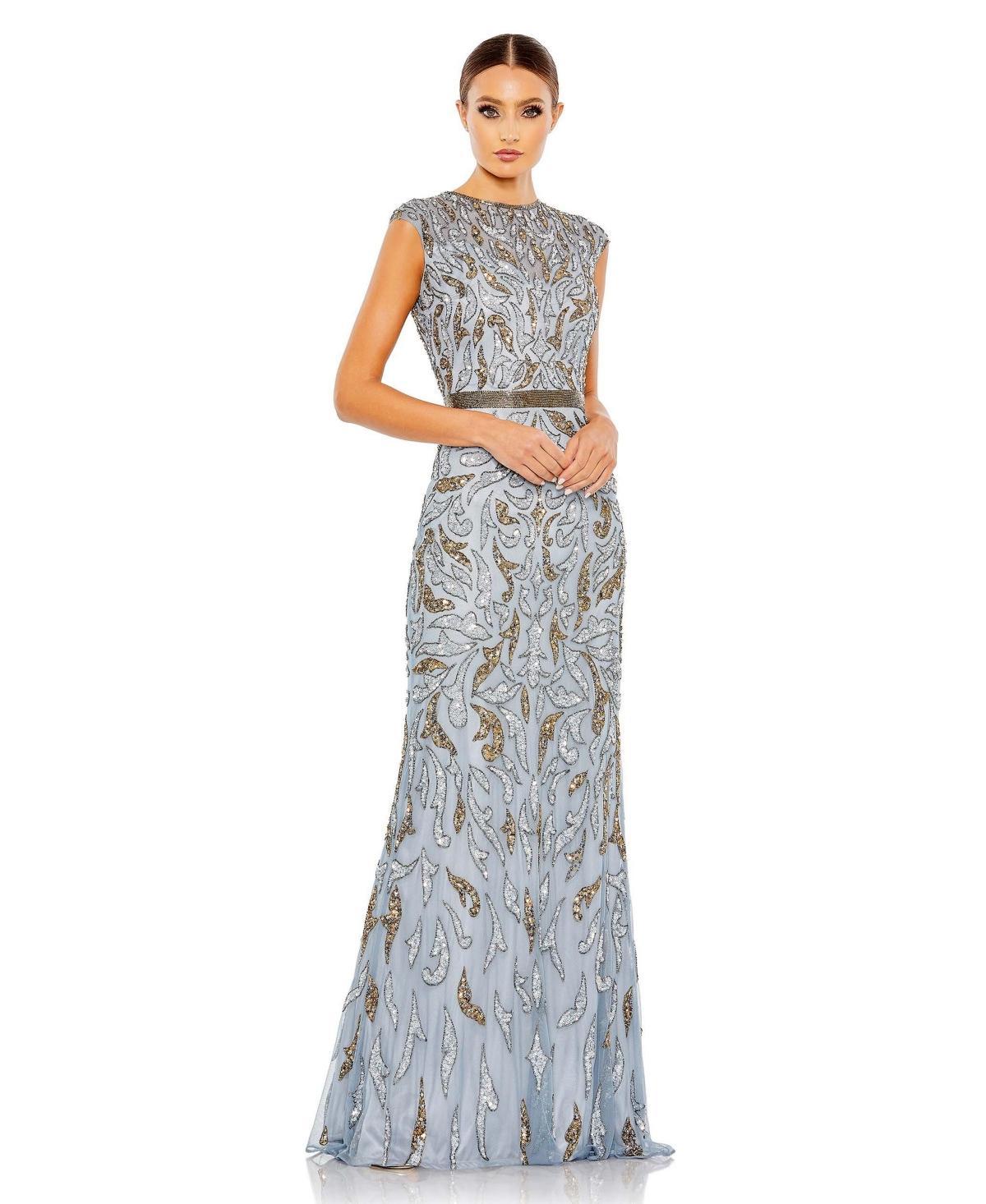 Mac Duggal Beaded Paisley Sleeveless Trumpet Gown Product Image