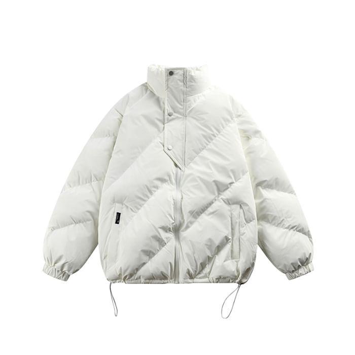 Stand Collar Plain Puffer Jacket Product Image