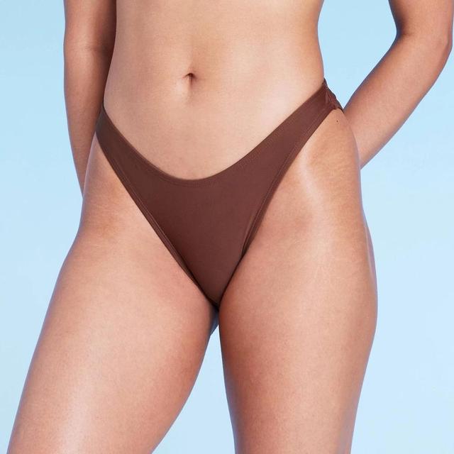 Womens Low-Rise High Leg Cheeky Bikini Bottom - Wild Fable Brown L Product Image