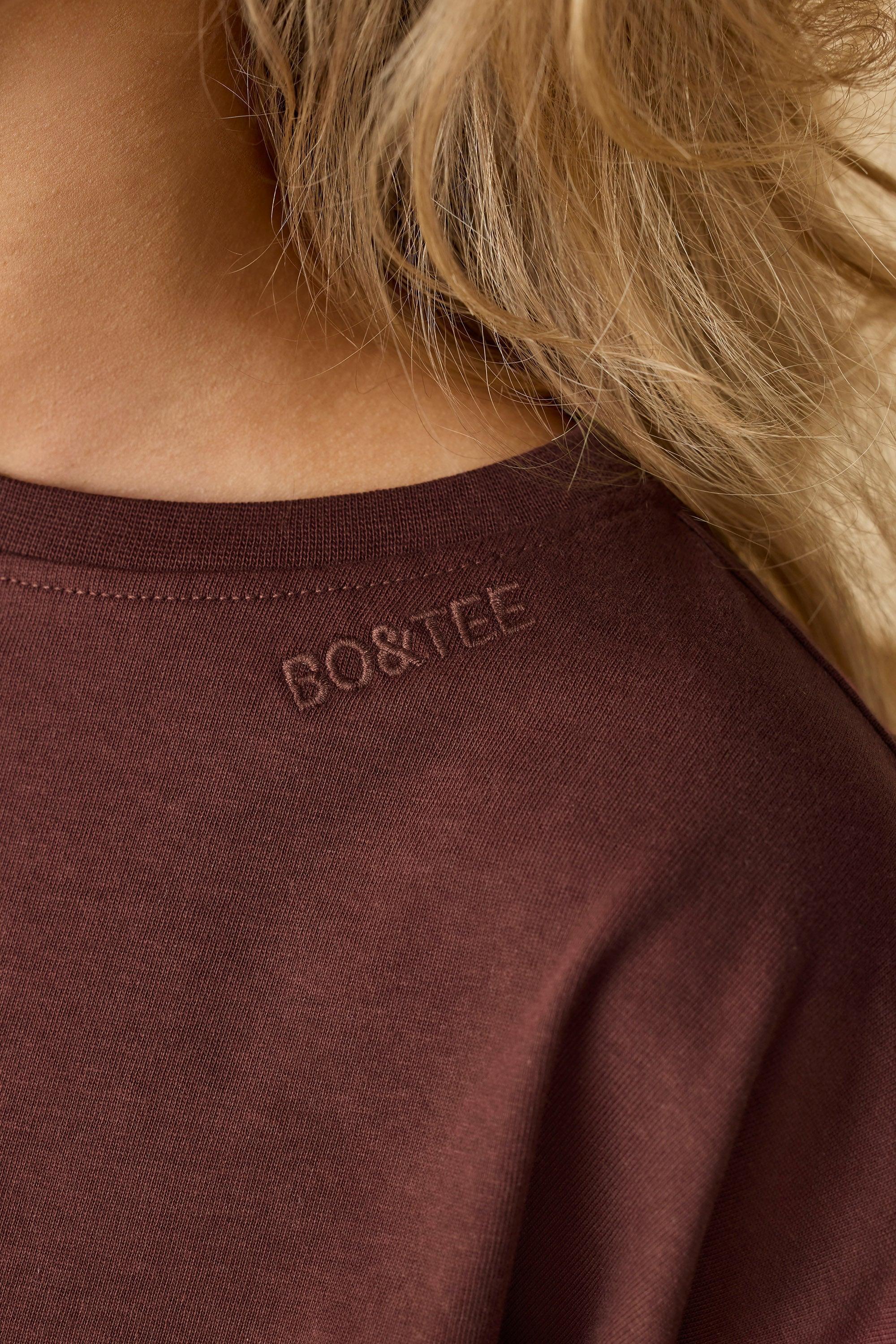 Oversized Long Sleeve Crop Top in Mahogany Product Image