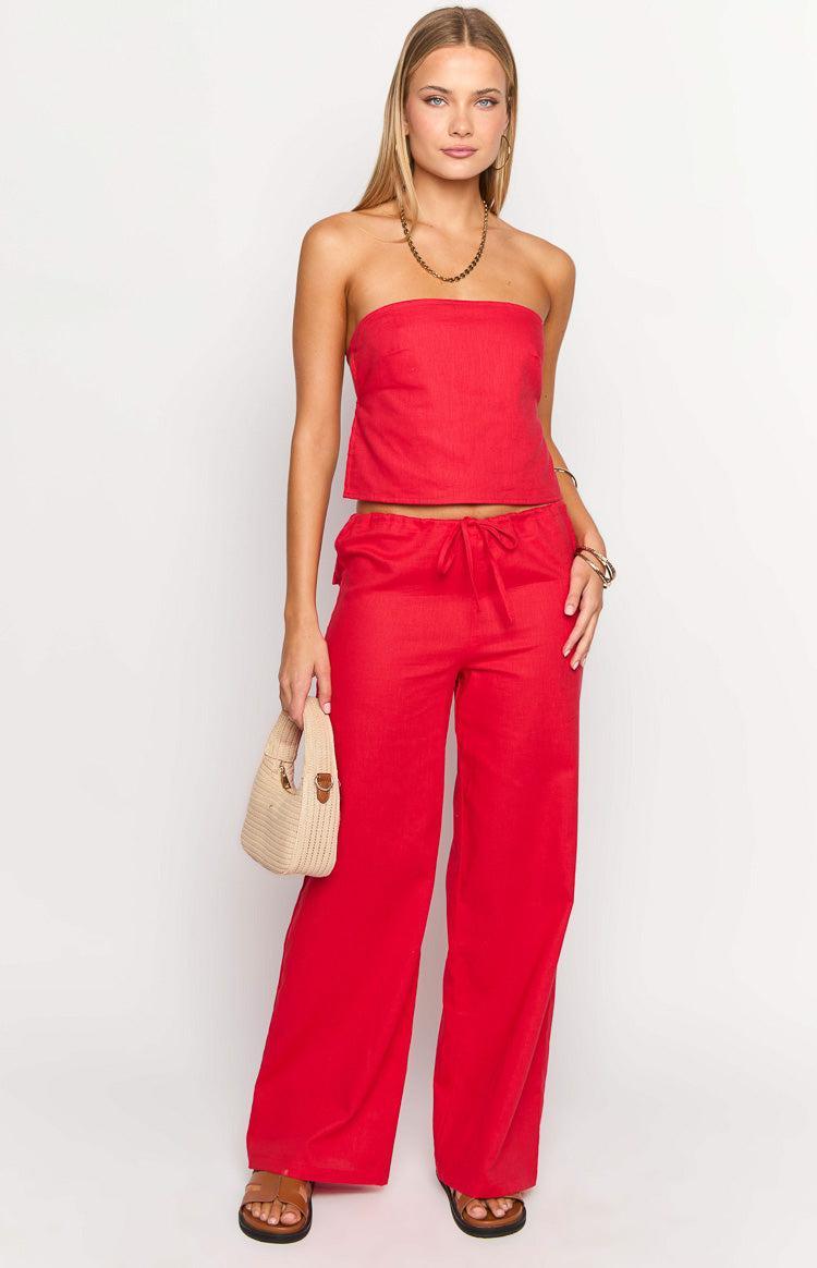 Ibiza Red Strapless Top Product Image