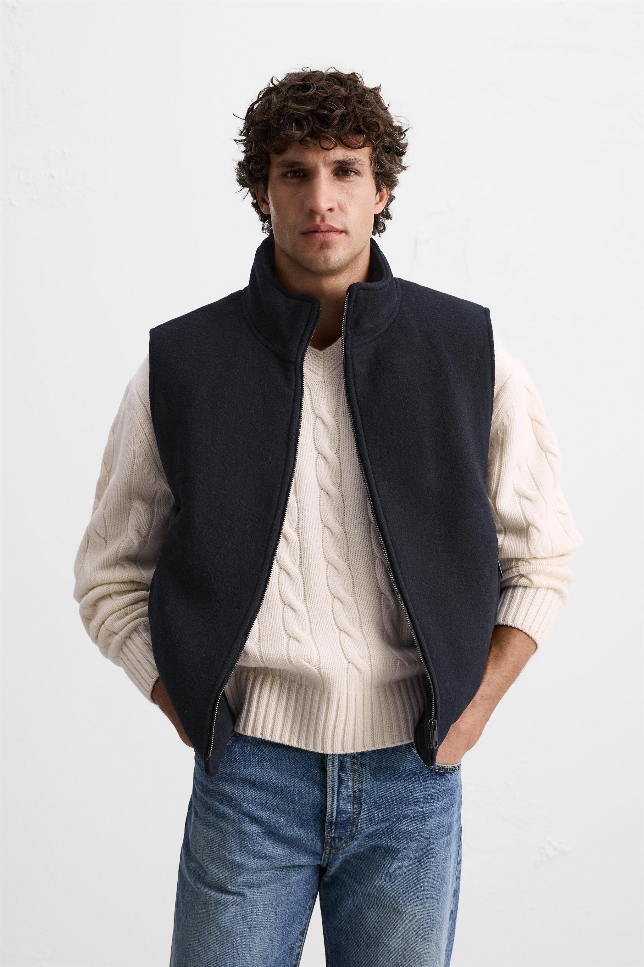 ZIPPERED FELT TEXTURE VEST Product Image