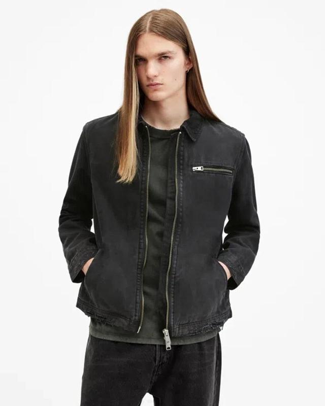 ALLSAINTS Rothwell Corduroy Collar Jacket In Washed Black Product Image