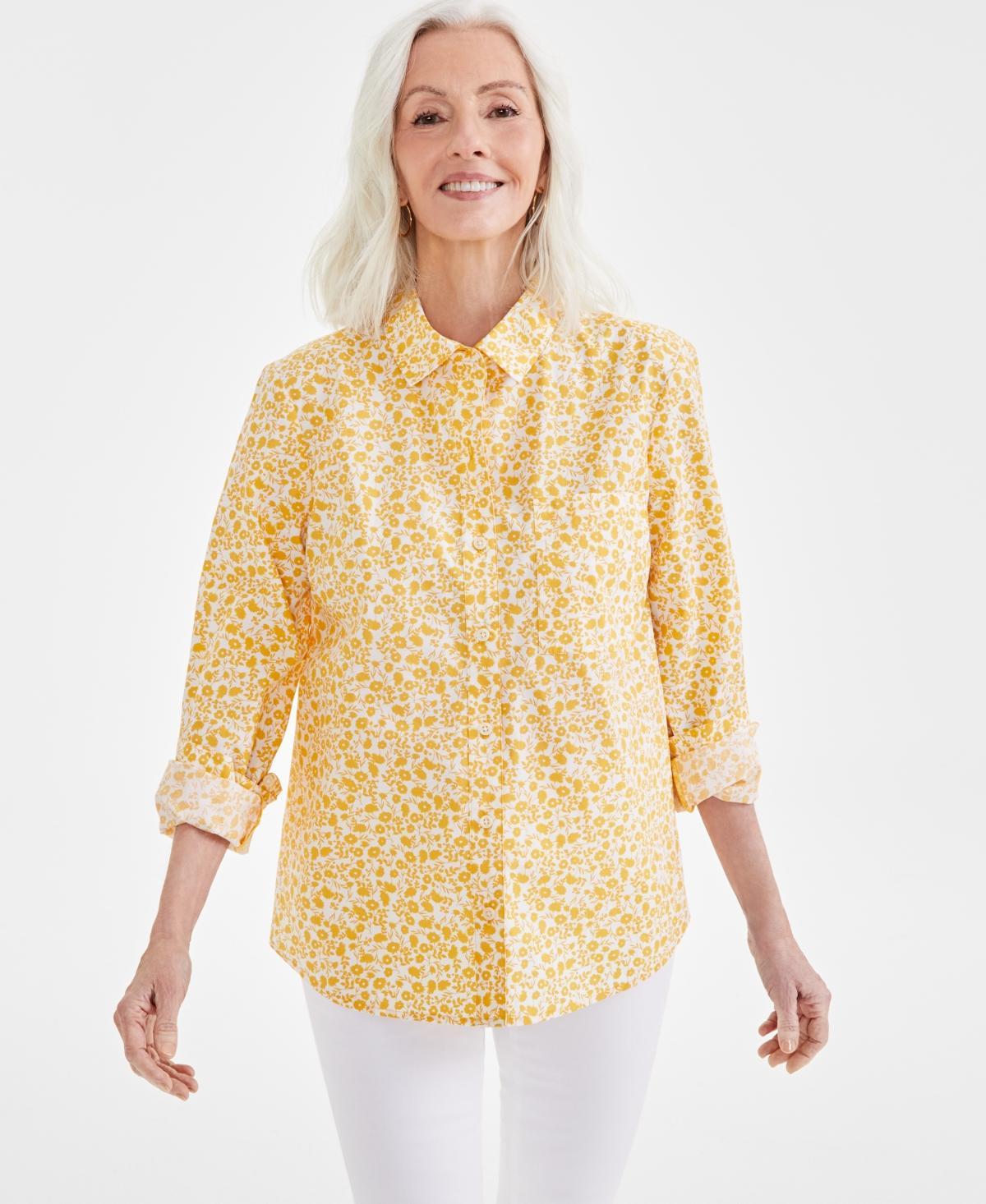 Women's Cotton Poplin Printed Button Shirt, Created for Macy's Product Image