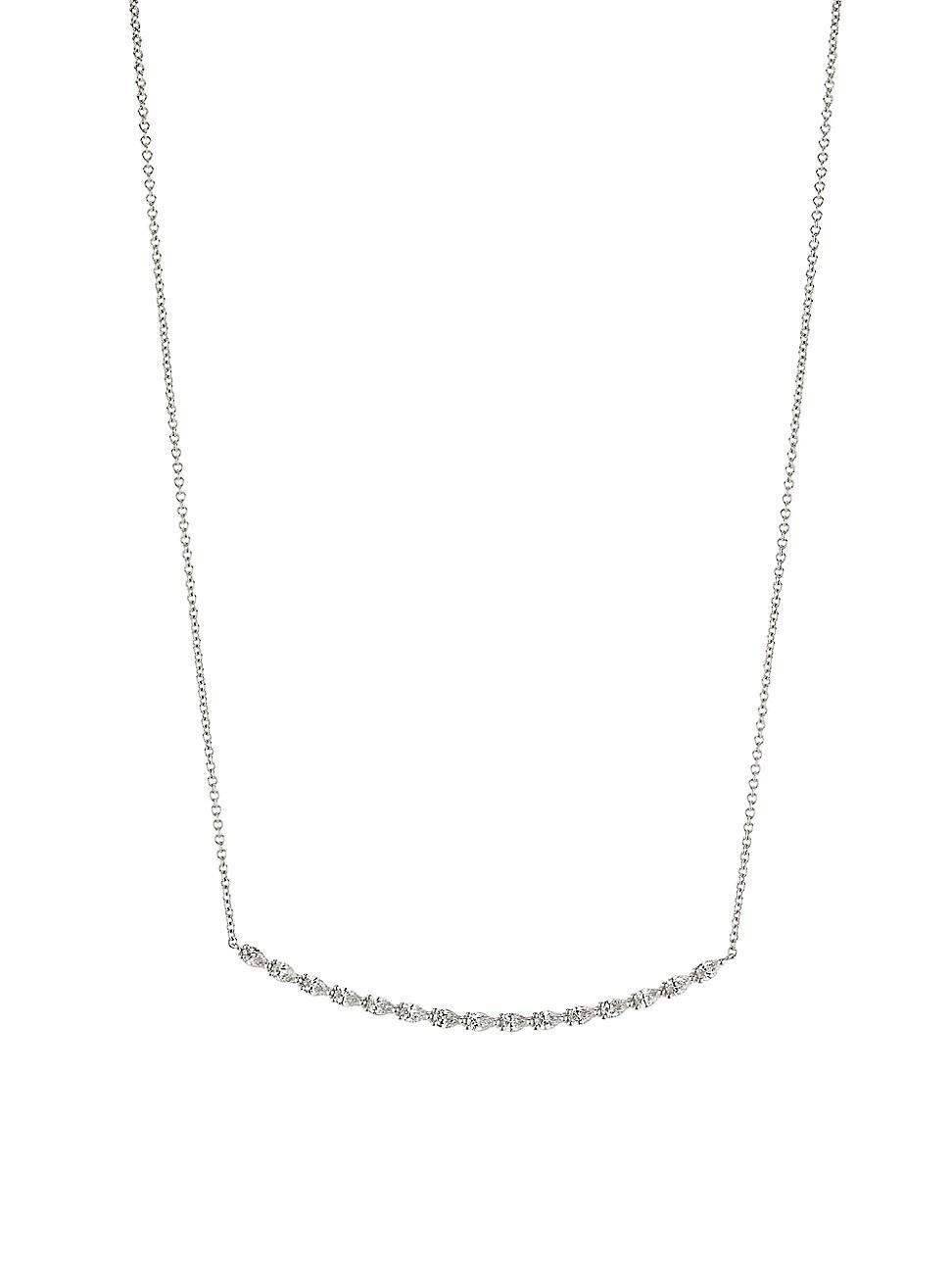 Womens Stilla 18K White Gold & 0.88 TCW Diamond Curved Bar Pendant Necklace Product Image