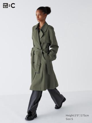 Womens Trench Coat Olive XS UNIQLO US Product Image