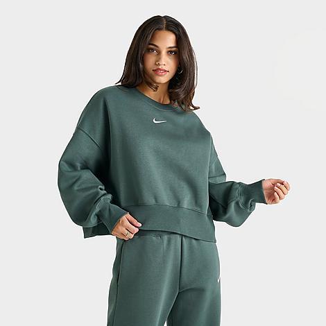 Nike Womens Nike NSW Style Fleece Crew OOS - Womens Vintage Green/Sail Product Image