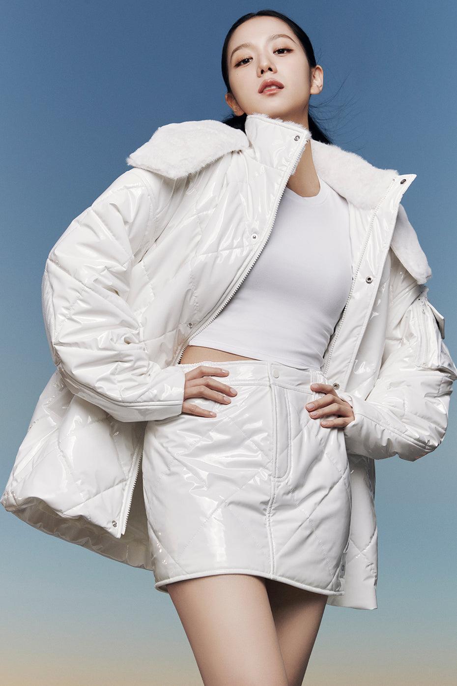 Snomoto Puffer Mini Skirt - Ivory Product Image