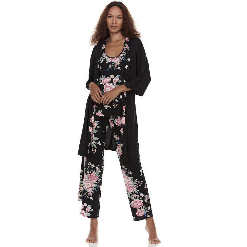 Womens Flora by Flora Nikrooz Payton Robe, Tank Top & Pants Pajama Set Product Image